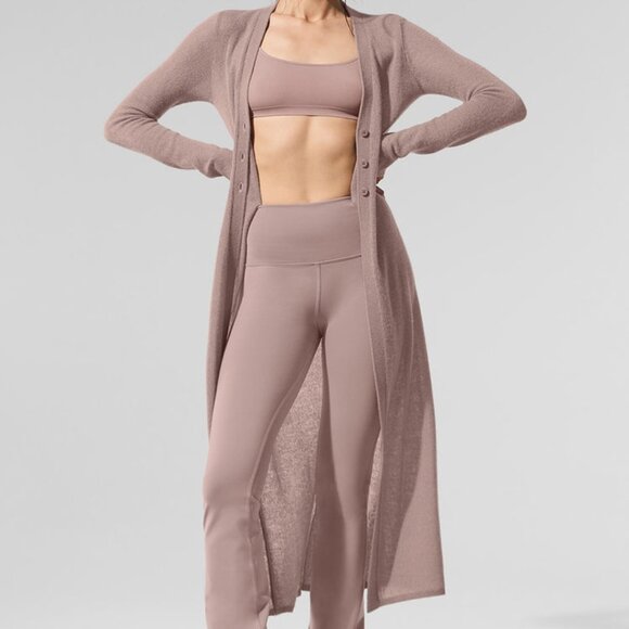 Alo Yoga Sheer Cashmere Long Cardigan Taupe - Picture 6 of 6